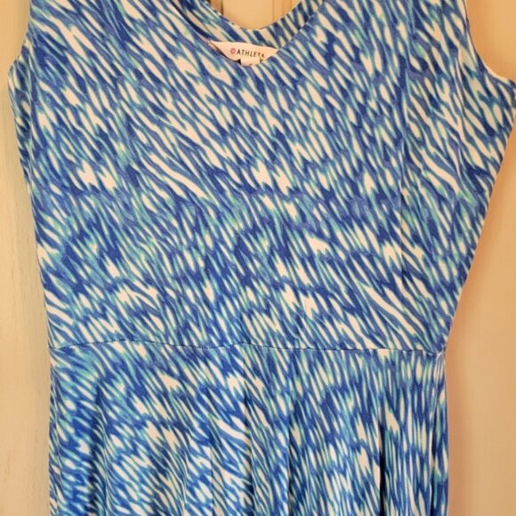 Athleta Blue White V-neck Sleeveless Dress - Picture 3 of 6